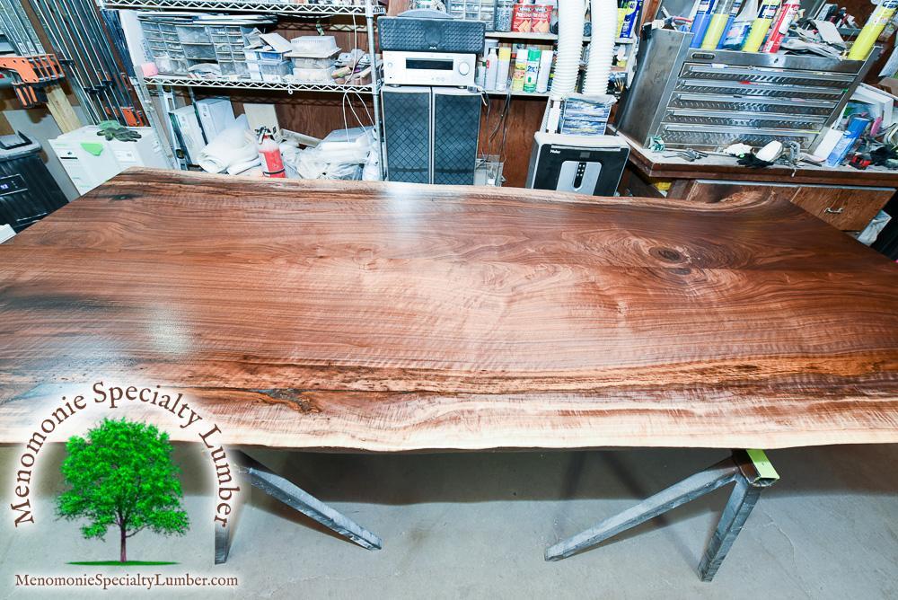 Black Walnut Live Edge Table Top 49" wide x 8' 4" long 2" Thick