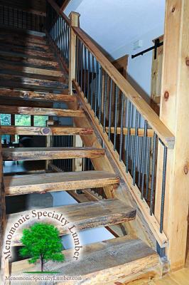 Salvaged Timber Pine Slab Stairway
