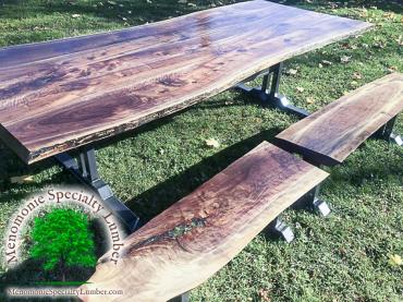 Live Edge Family Dining Table Black Walnut family dining room table with 3 benches
