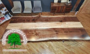  Ambrosia Maple Black Walnut Table 4' wide by 10' long - Triangular Steel Legs