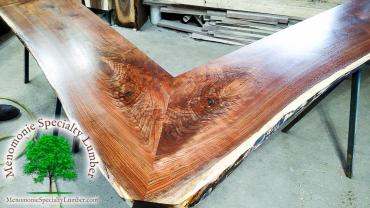 Book matched Black Walnut Corner Bar Top 24" wide by 16' long